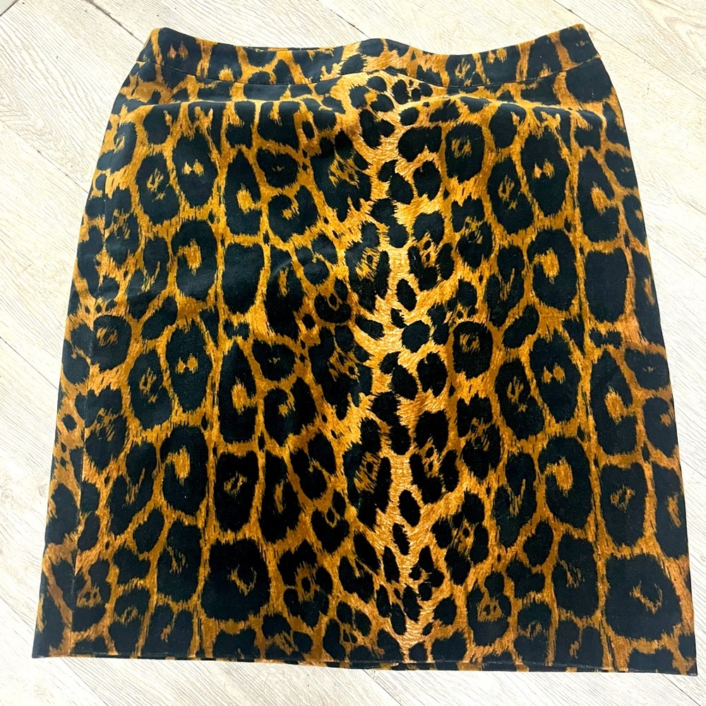 Talbots Women’s Velvet Leopard A Line Knee Length Skirt New Sz 14p